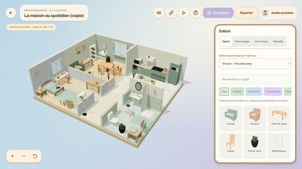 The ScenaCare editor and its 3D house